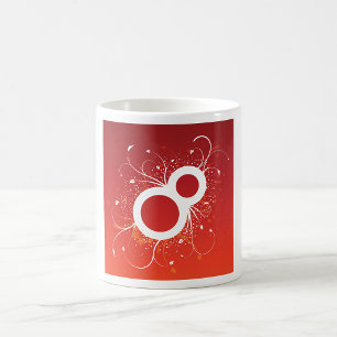 Elegante Florale Nummer 8 Rote Abstraktion Kaffeetasse