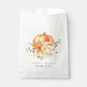 Elegante florale Orange Autumn Pumpkin Wedding Geschenktütchen (Vorderseite)