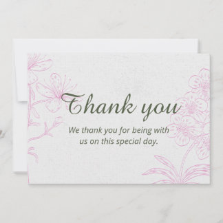 Elegante Florale PACS-Dankeskkarte  Pink Botanica Einladung