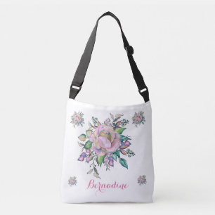 Elegante florale Pastell-Wasserfarbe personalisier Tragetaschen Mit Langen Trägern