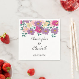 Elegante Florale Personalisierte Hochzeit Serviette
