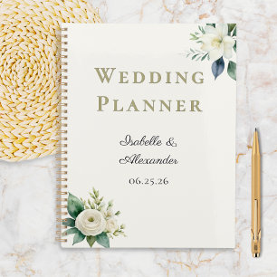 Elegante Florale Personalisierte Namen Paar Hochze Planer