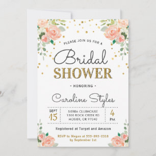 Elegante Florale Pfingstrosen-Hochzeitsdusche für Einladung