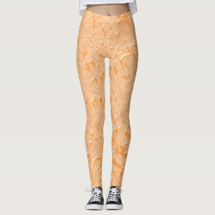 Elegante, florale Pfirsichfarbe Leggings