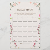 Elegante florale Pink Green Bridal Bingo Game Card (Vorderseite)