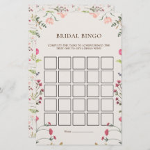 Elegante florale Pink Green Bridal Bingo Game Card