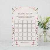 Elegante florale Pink Green Bridal Bingo Game Card (Stehend Vorderseite)