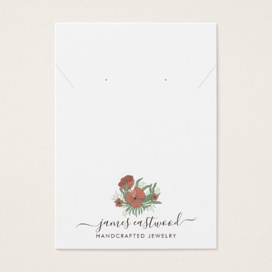 Elegante florale Poppy Ohrring-Kette-Display-Karte (Vorderseite)