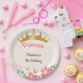 Elegante florale Prinzessin personalisierter Gebur Pappteller