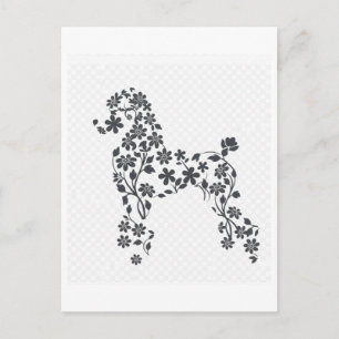 Elegante florale Pudel-Silhouette - Künstlerischer Postkarte