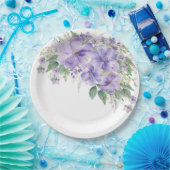 Elegante Florale Purpurfarbene Brautparty Pappteller (Party)