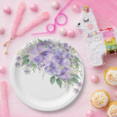 Elegante Florale Purpurfarbene Brautparty Pappteller (Party)