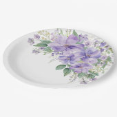 Elegante Florale Purpurfarbene Brautparty Pappteller (Schrägansicht)