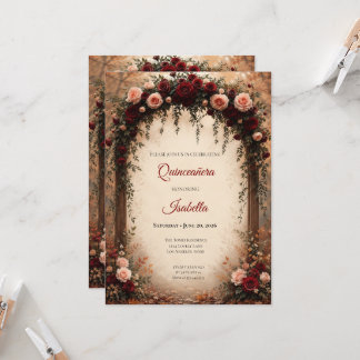 Elegante Florale Quinceañera-Einladung Einladung