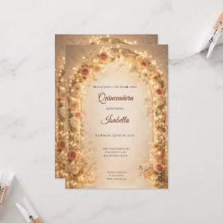 Elegante Florale Quinceañera-Einladung Einladung