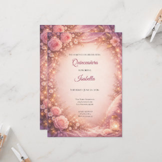 Elegante Florale Quinceañera-Einladung Einladung