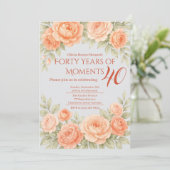 Elegante Florale Rahmen-Grenze Geburtstag Einladung (Stehend Vorderseite)