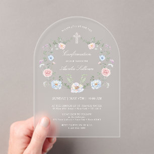 Elegante florale Rahmenbestätigung Acryleinladungen