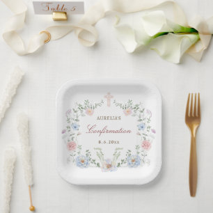 Elegante florale Rahmenbestätigung Pappteller