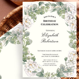 Elegante Florale Rand Geburtstagskarte für Frauen Einladung