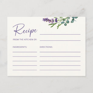 Elegante Florale Rezeptkarte für die Braut Postkarte