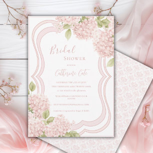 Elegante Florale Rosa Hydrangeen-Brautparty Einladung
