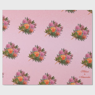 Elegante florale rosa Pfingstrose einfach Geschenkpapier
