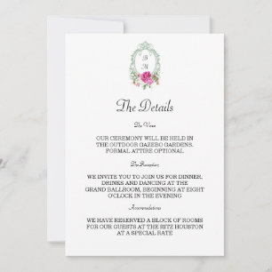 Elegante florale rosa Pfingstrosen-Monogramm-Hochz Einladung