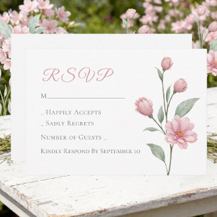 Elegante Florale Rosa Salbei Frühling Garten Hochz RSVP Karte