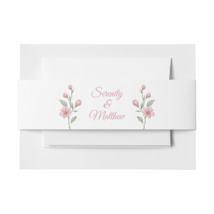 Elegante Florale Rosa Salbei Gartenhochzeit Einladungsbanderole