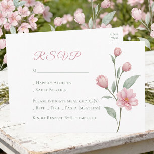 Elegante Florale Rosa Salbei-Hochzeit im Frühling  Postkarte