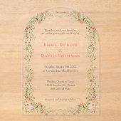 Elegante florale Rose einfache Skripthochzeit Acryleinladungen (Vorderseite)