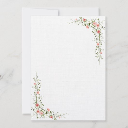 Elegante florale Rose einfache Skripthochzeit Einladung (Rückseite)