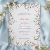 Elegante florale Rose einfache Skripthochzeit Einladung