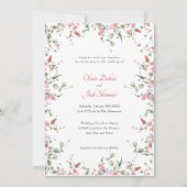 Elegante florale Rose einfache Skripthochzeit Einladung (Vorderseite)