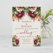 Elegante florale Rose Hochzeit Einladung (Stehend Vorderseite)