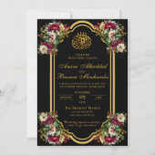 Elegante florale Rose Islamische Hochzeit Einladung (Vorderseite)