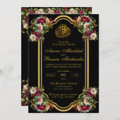 Elegante florale Rose Islamische Hochzeit Einladung (Vorne/Hinten)