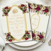 Elegante florale Rose Islamische Hochzeit Einladung