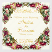 Elegante florale Rose Islamische Hochzeit Fensteraufkleber (Blatt)
