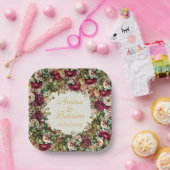 Elegante florale Rose Islamische Hochzeit Pappteller (Party)