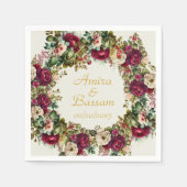 Elegante florale Rose Islamische Hochzeit Serviette (Vorderseite)