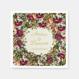 Elegante florale Rose Islamische Hochzeit Serviette