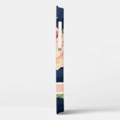 Elegante florale Rose Rosa Vegetation w Navy Wood Case-Mate iPhone Hülle (Rückseite / Links)