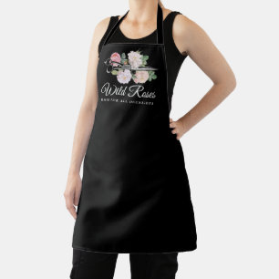 Elegante Florale Rosen Friseur Salon Schwarz Schürze
