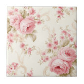 Elegante Florale Rosenblatt-Rosa Fliese (Vorderseite)