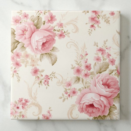 Elegante Florale Rosenblatt-Rosa Fliese