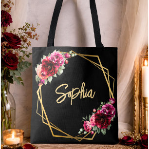 Elegante florale rote schwarze stimmungsvolle roma tasche