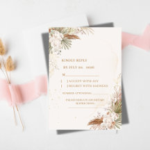Elegante Florale RSVP-Karte | Weiße Blumen & Gold