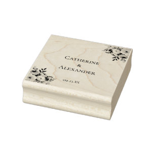 Elegante Florale Rustikale Boho-Hochzeit Gummistempel